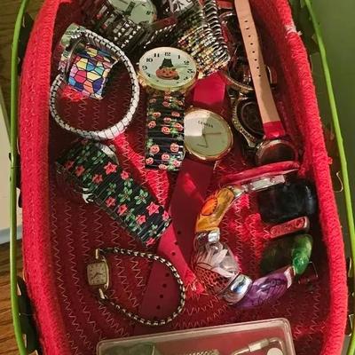 Basket w/ Watches & Lots of other Jewelry 