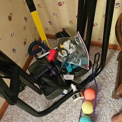 Exercise Machine, Dumbells & Other Workout Items in Corner