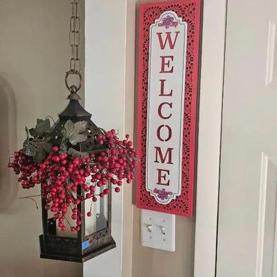 "Welcome", Hanging Candle, Cardinals, Mirror, Corner Shelf