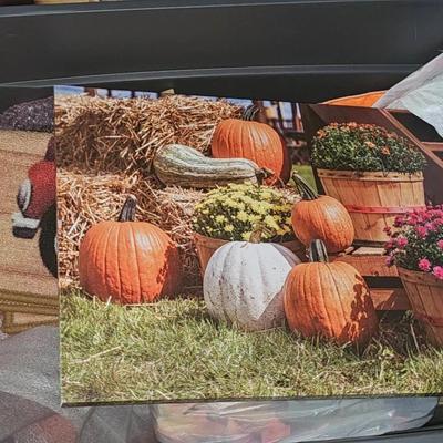 Largw Tote w/ Fall Picture, Pumpkin & Halloween Decor. 