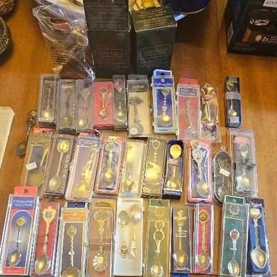 Large Souvenir Spoon Collection From all Over. 