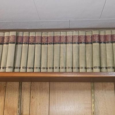 Books On Shelf. New Funk Wagnalls Encyclopedia Set & Other Books