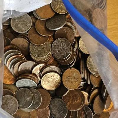 Large Ziploc Bag of Wheat & Steel Pennies