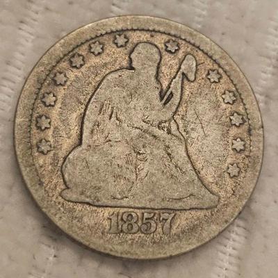 1857 Liberty Seated Quarter – Silver U.S. Coin 