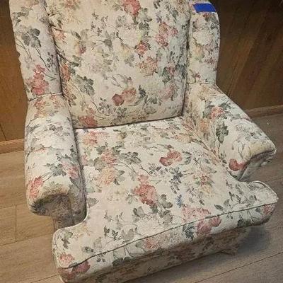 Floral Upholstered Wingback Chair