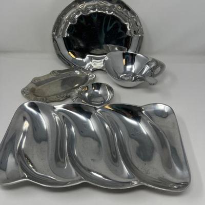 Mexican Pewterware – Assorted Serving & Decorative Pieces, 4" to 14"