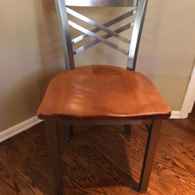 Criss-Cross Back Metal Restaurant Chair – Clear Coat with Wood Seat
