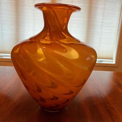 Pier 1 Amber Swirl Oversized Vase – Sculptural Glass Accent