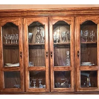 Vintage-Style Upper Hutch Cabinet – 66" Length, Glass Front
