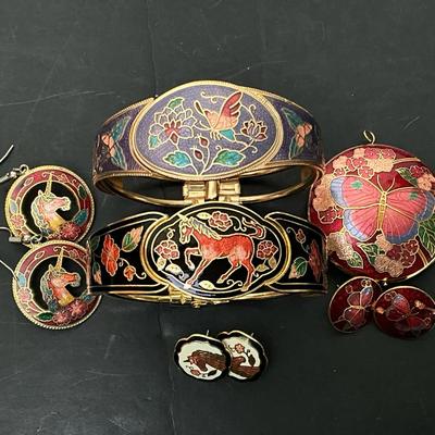 Cloisonné Unicorn Jewelry Set and Others