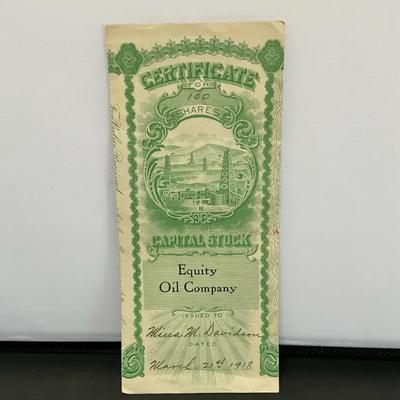 Equity Oil Capitol Stock c 1918