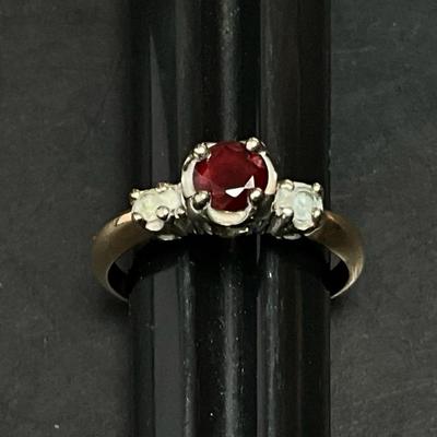 Red Stone Ring-Stamped