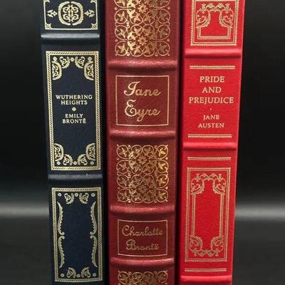 Victorian Classics Leather Bound Books – Wuthering Heights (Brontë), Jane Eyre (Brontë), Pride & Pre