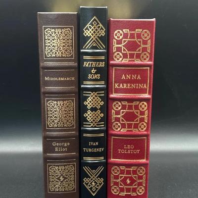 Russian & English Classic Novels Leather Bound Books – Middlemarch, Fathers & Sons, Anna Karenina 