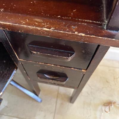 Antique miniature roller desk 27 wide x 35 inch and two draws. 