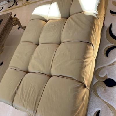 silk ottoman 48 x 33  yellow