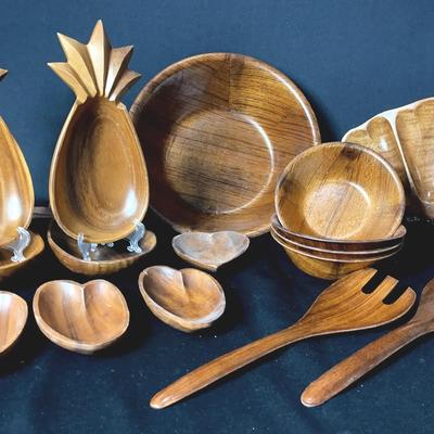 Hand Carved Wood Hawaiian Serving Set
