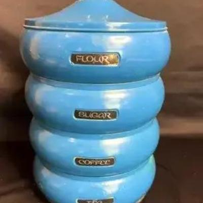 Turquoise Pagoda Style Canister Set