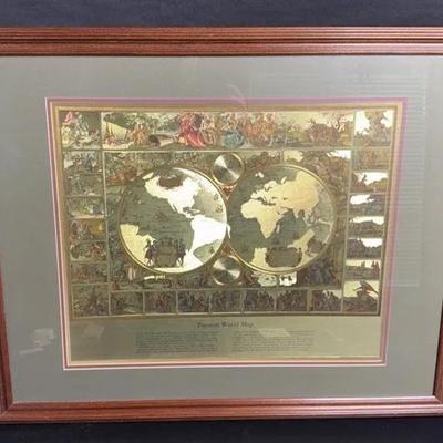 Piscator World Map Framed/Glass