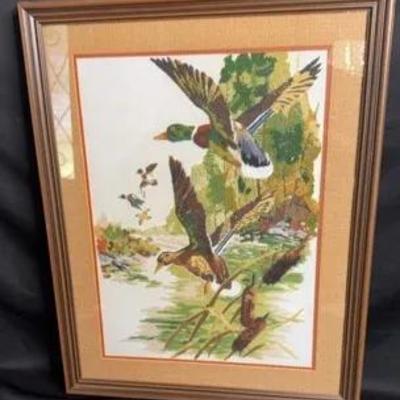 Embroidered Birds In Flight