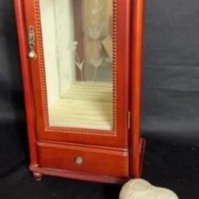 Wooden Jewelry Box & Lenox Heart 
