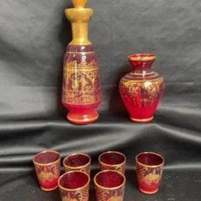 Vecchia Murano Ruby Red Set