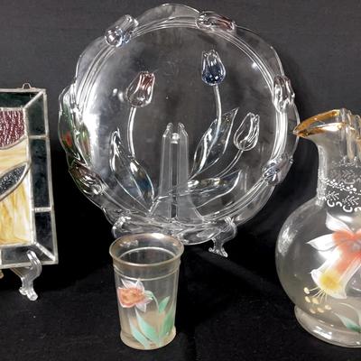 Flower Panel, Platter, Pitcher And Cup