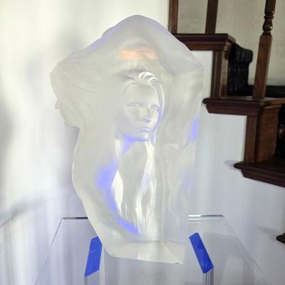 Sale Photo Thumbnail #35: Frederick Elliot Hart "Reflections" Lucite sculpture on lit acrylic rotating stand