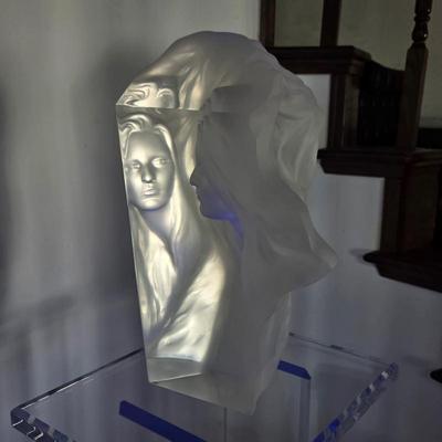 Sale Photo Thumbnail #34: Frederick Elliott Hart "Reflections" Lucite sculpture on lit acrylic rotating stand