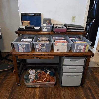 CDs, DVDs, vinyl records, cassette tapes