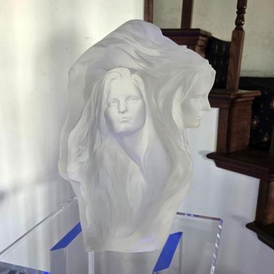 Sale Photo Thumbnail #36: Frederick Elliot Hart "Reflections" Lucite sculpture on lit acrylic rotating stand