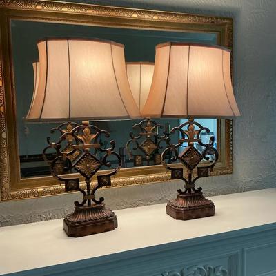 Metal Ornate Lamp Pair