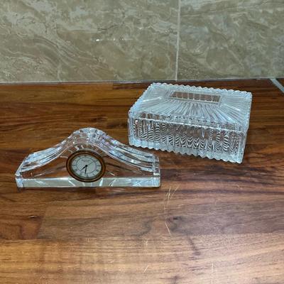 Waterford Desk Clock & Crystal Jewelry Box