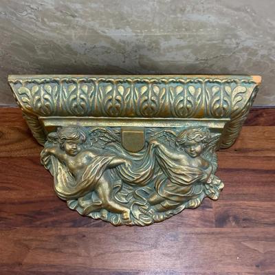 Gilded Ceramic Cherub Shelf