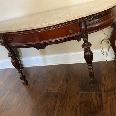 Marble Top Wooden Dove Tailed Console Table