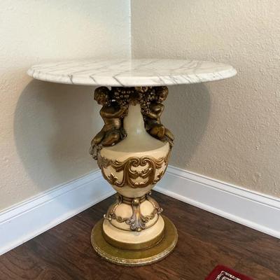 Marble Cherub Pedestal Table