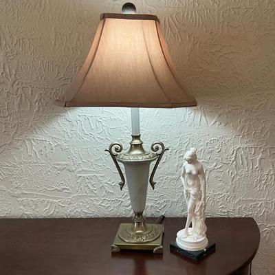 Grecian Lamp & Lady Statue
