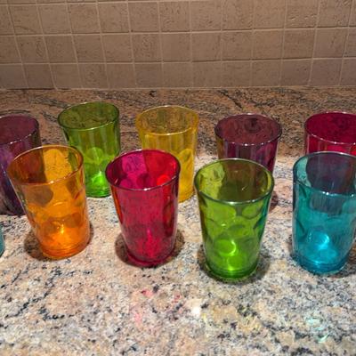 11 colored Juice Glasses