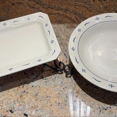 2 Longaberger Serving Dishes With Stands