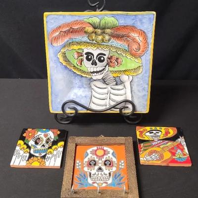 Terracotta Tiles And Traditional Platter With Decorative Display Stand