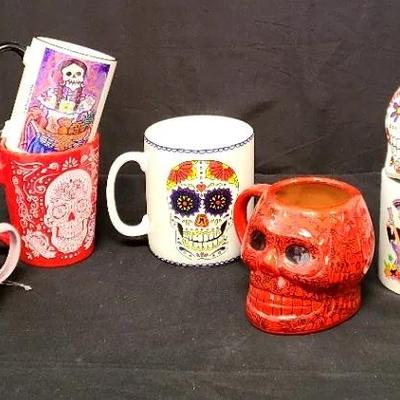 7 Colorful Day Of The Dead Drinking Vessels
