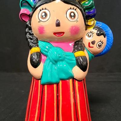 Mexican Ceramic Piggybank Doll