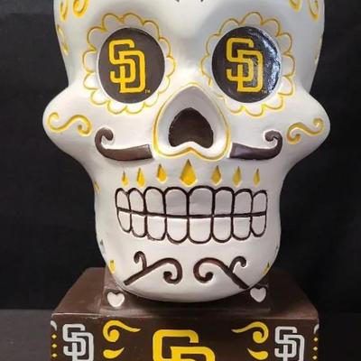 San Diego Padres Baseball Sugar Skull Resin-Cast Tabletop Decor - Dia De Los Muertos Decor
