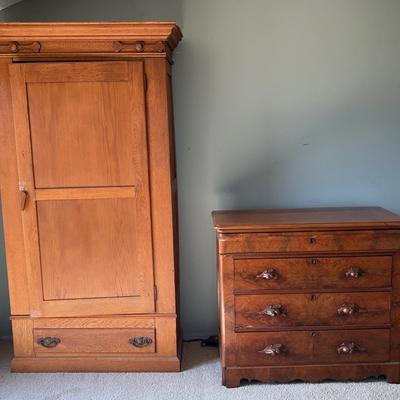 Wardrobe (8’H x 39”W x 16”D) and Dresser (37”H x 42”W x 21”D)