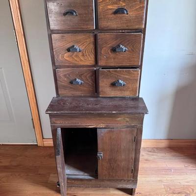 Antique Wooden Medicine Cabinet – 55"H x 22"W x 19.5"D