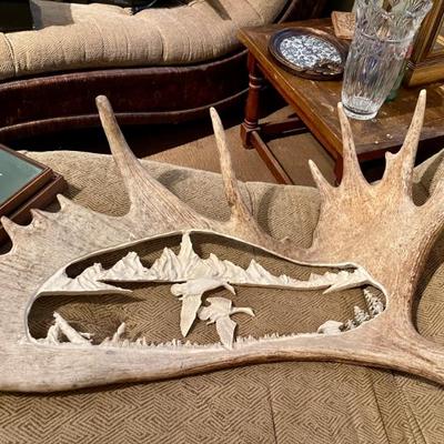 Moose horn carving RARE TO FIND 