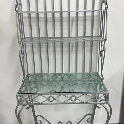 Lot 302: Metal and Glass Baker’s Rack