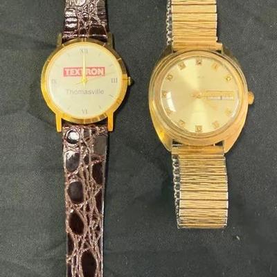 Lot 425: 2 Vintage Watches – Timex Water Resistant & Image Textron Thomasville Promotional Watch