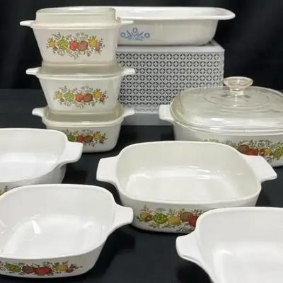 Lot 115:  Vintage Corning Ware “Spice of Life” & “Cornflower Blue” Casserole Set – Mixed Lot