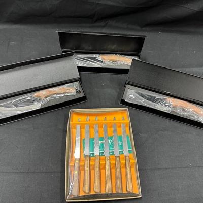 Lot 268: Three Japanese Husk Knives Plus Steak Knife Set 
